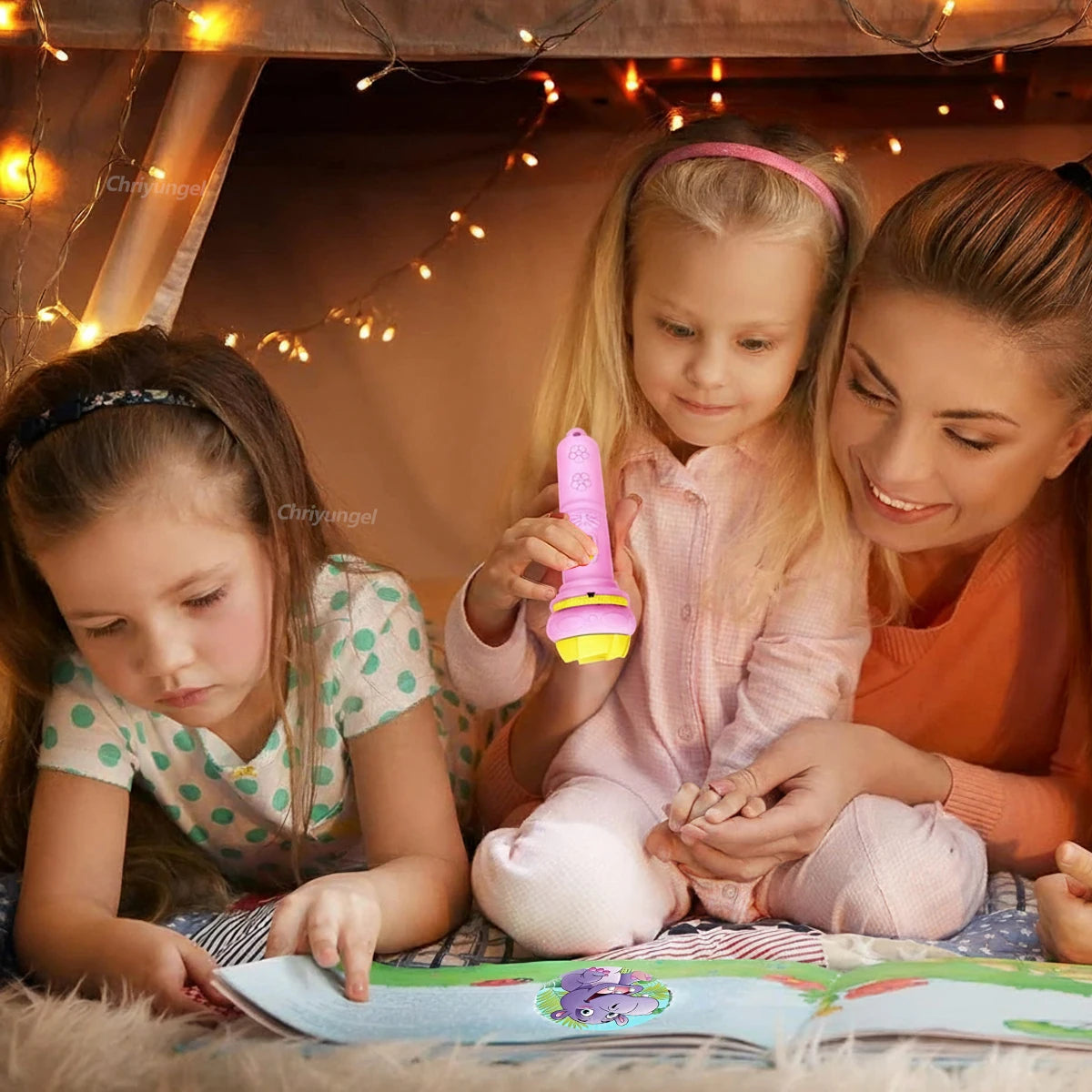 Kids Projector Flashlight – 10 Slide Cards, 80 Images, Bedtime Storytelling Toy