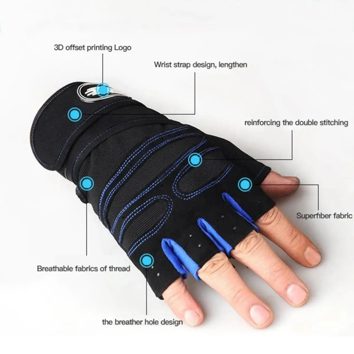 Guantes de gimnasio para hombres y mujeres, guantes de levantamiento de pesas con muñequera, para fitness, culturismo, entrenamiento, deportes, ejercicio, ciclismo, a prueba de golpes