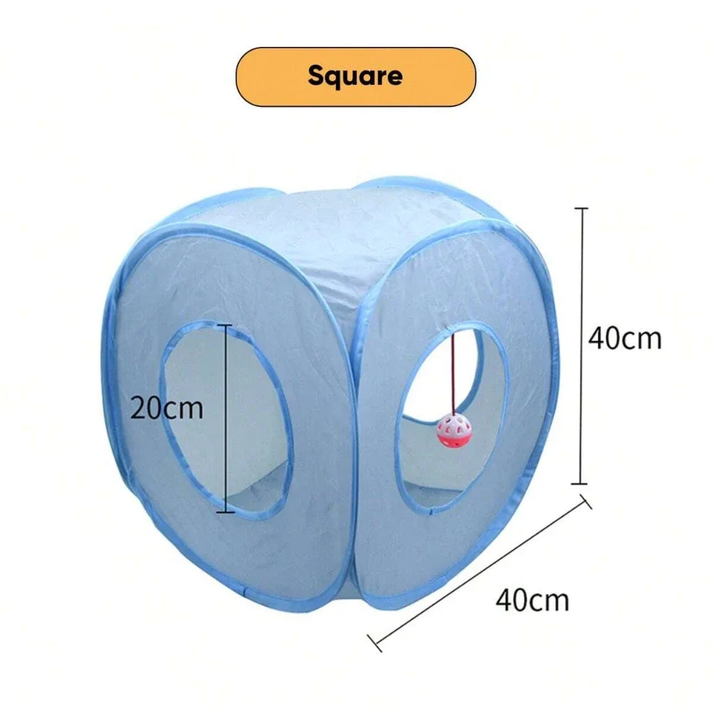 3-Way Foldable Cat Tunnel Tube Toy with Peep Hole – Interactive Kitten Play Tunnel