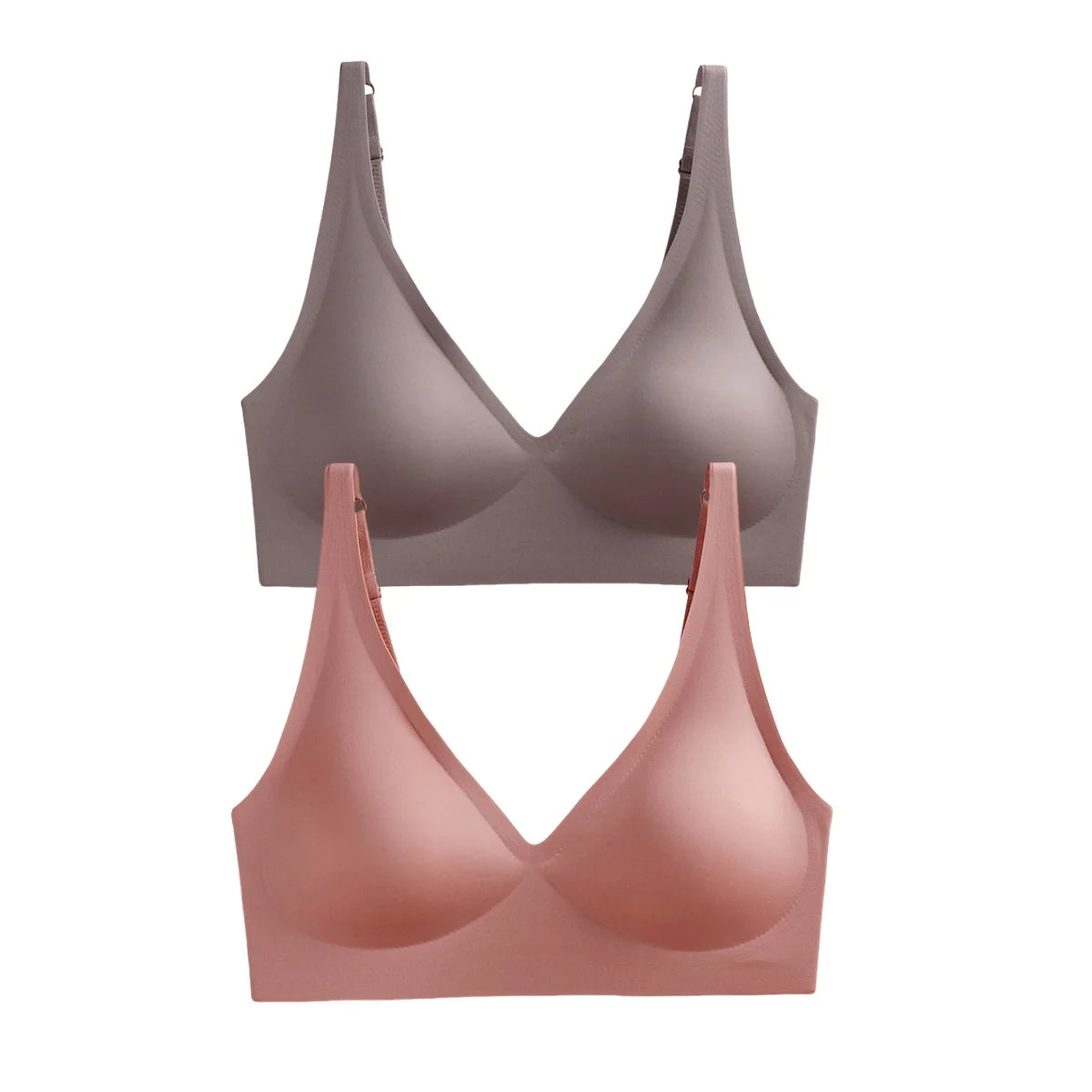 2-Pack Seamless Wireless Bras for Women | Deep V Push-Up Bralette | Soft Padded Convertible Straps S-2XL