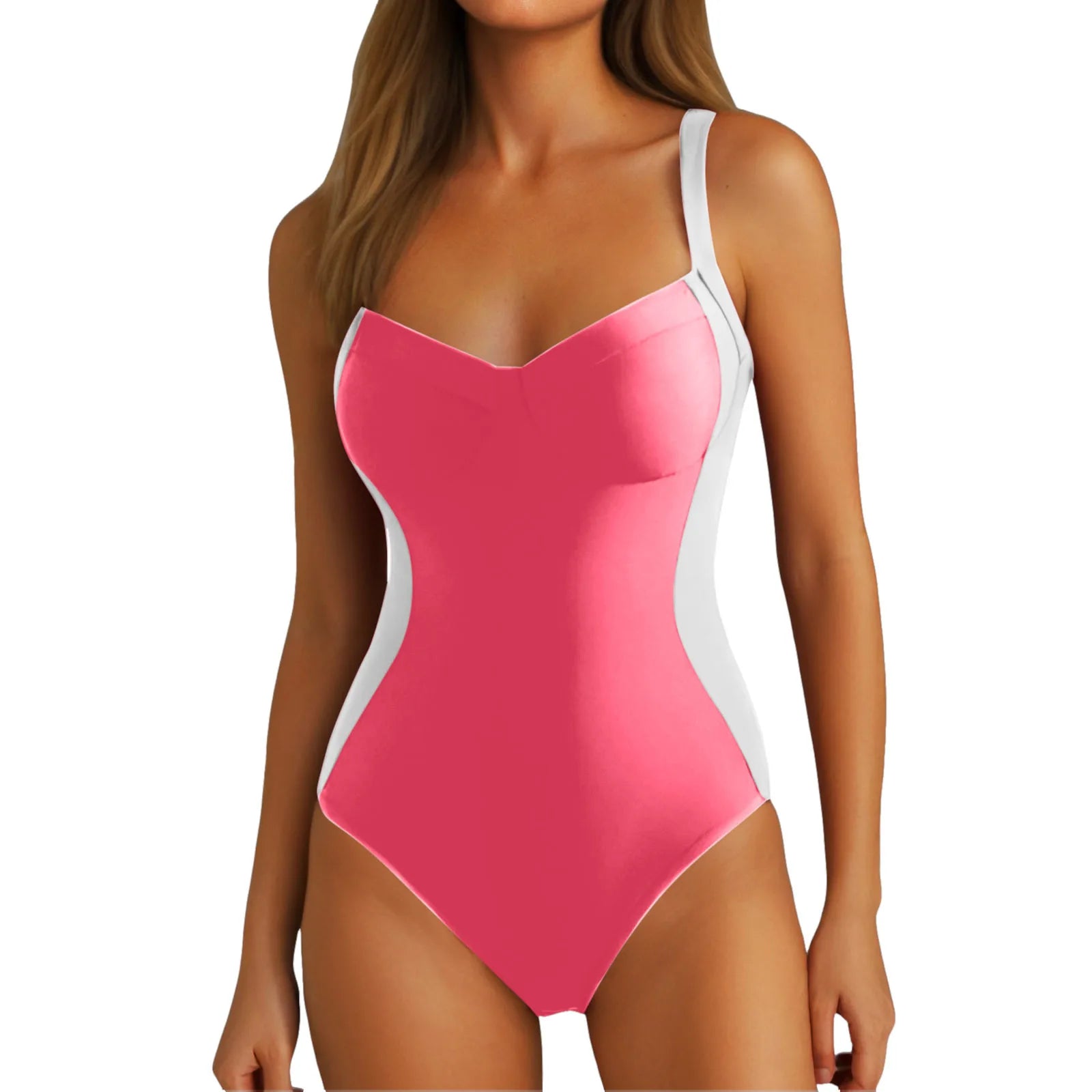 Traje de baño de una pieza con control de abdomen, tirantes finos, con forma, para mujer, estilo bohemio, bikini de talla grande, push up, liso