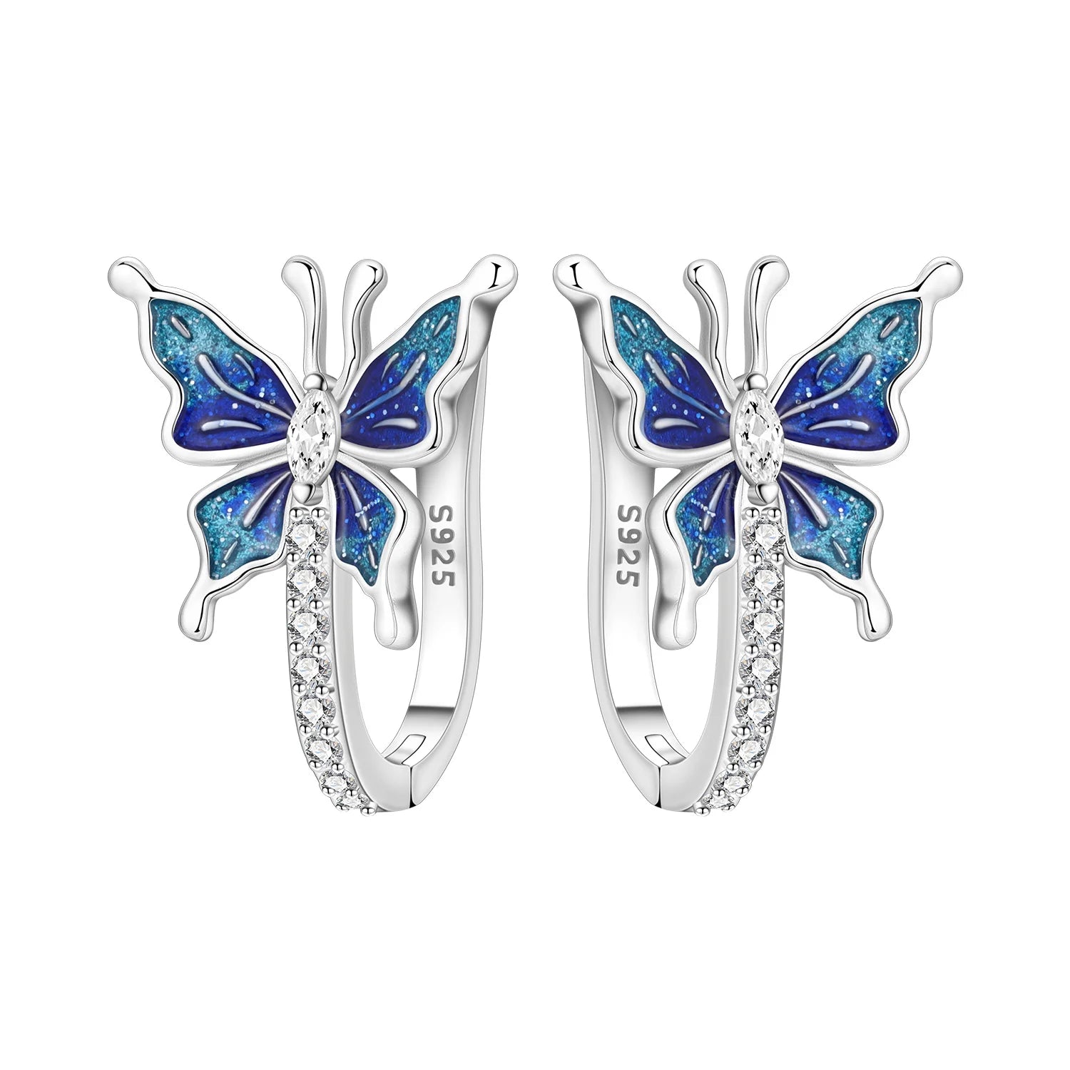 925 Sterling Silver Zircon Butterfly Drop Earrings – Women's Fine Jewelry