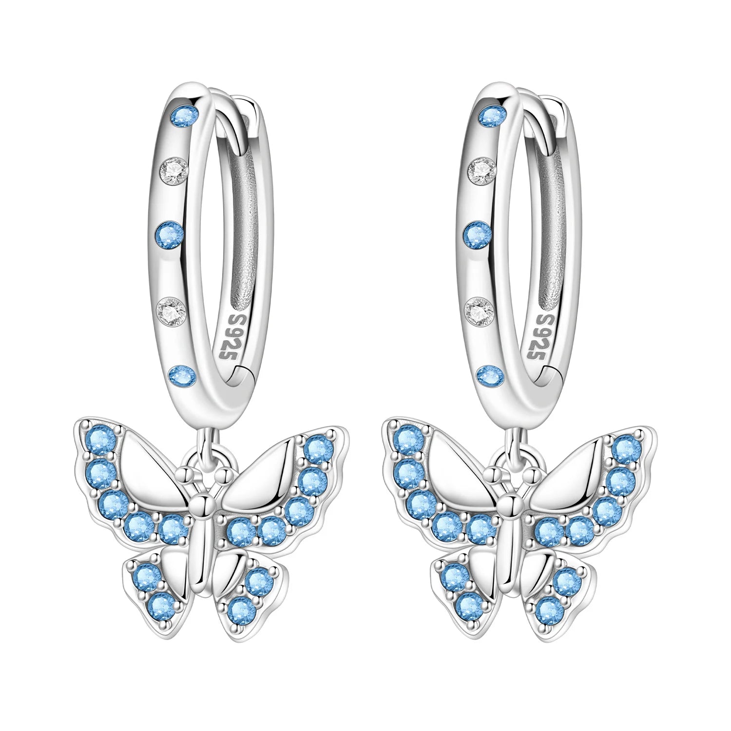 925 Sterling Silver Zircon Butterfly Drop Earrings – Women's Fine Jewelry