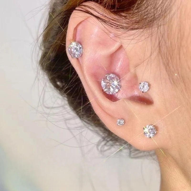 6-Prong Magnetic Clip-On Crystal Earrings – No Piercing, Adjustable Size
