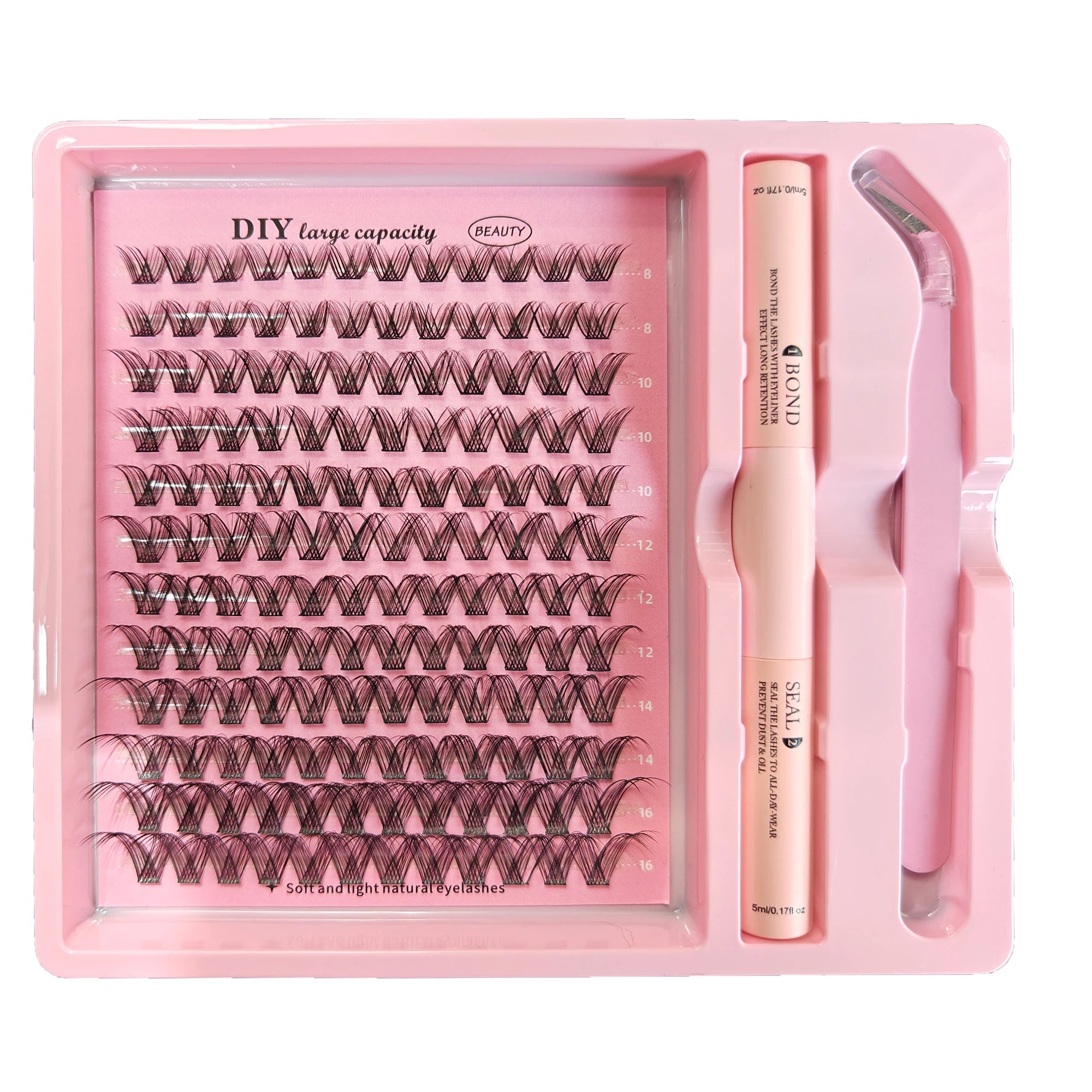 DIY Cluster Lash Kit – Individual Eyelash Extensions with Bond, Seal & Tweezers