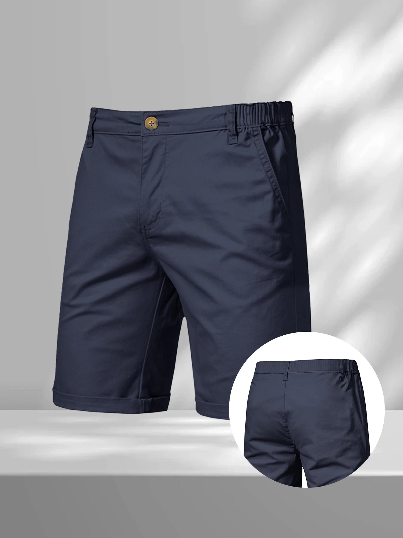 Men's Casual Cargo Shorts – Solid Color Jogger & Hiking Shorts with Elastic Waist
