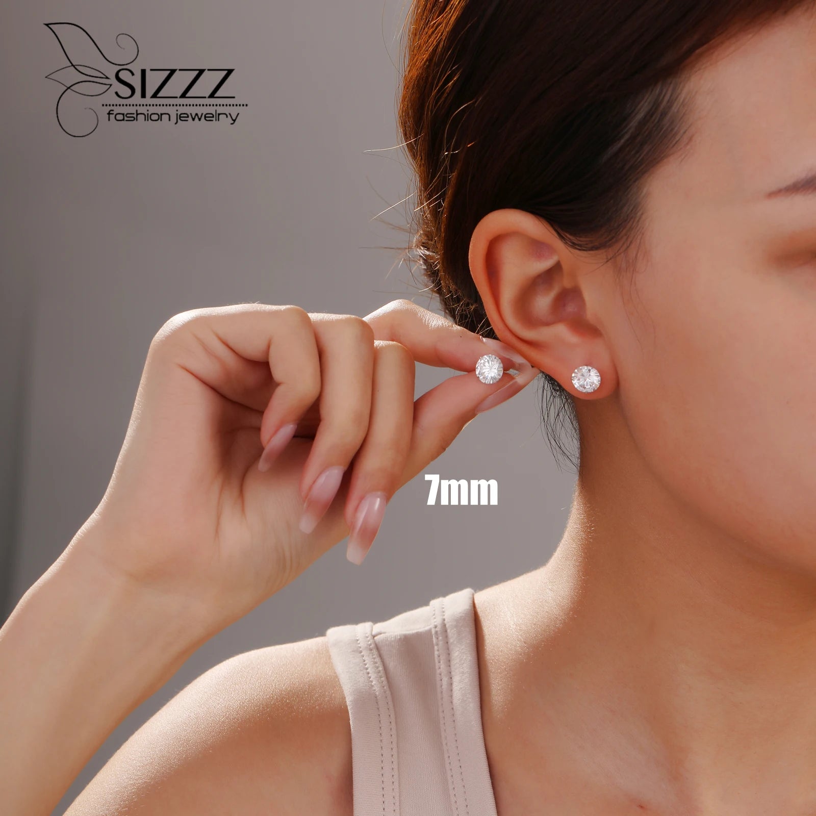 925 Sterling Silver Cubic Zirconia Stud Earrings – Crystal Zircon
