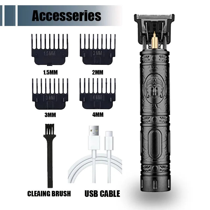 Professional USB Electric Hair Trimmer – 0mm Bald Fade, Cordless