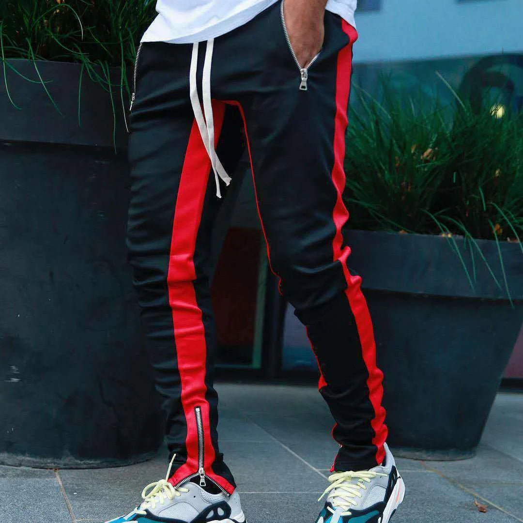 Men's Casual Knitted Jogger Pants with Optional Zip Pockets – Solid Color Sweatpants