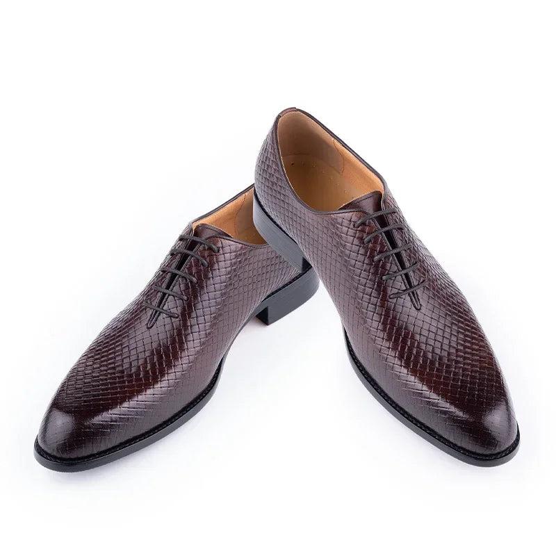 Men's Luxury Genuine Leather Oxford Shoes | Pointed Toe Dress & Wedding Shoes