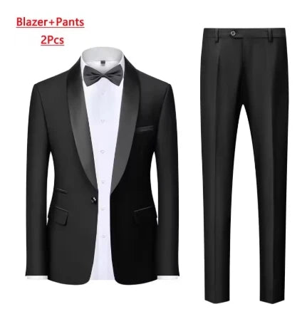 Men's 3-Piece Slim Fit Suit - Blazer, Vest & Pants (XXS-XXXL)