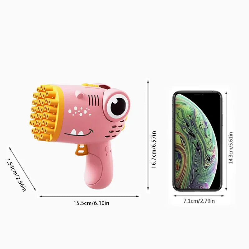 Dinosaur Bubble Gun – 40-Hole Electric Bubble Machine for Kids, Parties & Outdoors