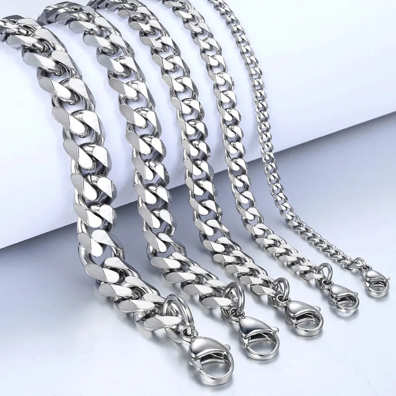 Stainless Steel Cuban Chain Bracelet – 3 to 10mm Widths | Men & Women