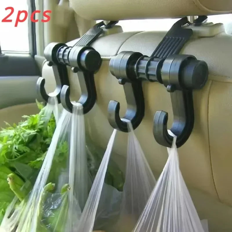 Car Seat Back Storage Hooks – Universal Headrest Hanger & Bag Holder | 2-Pack