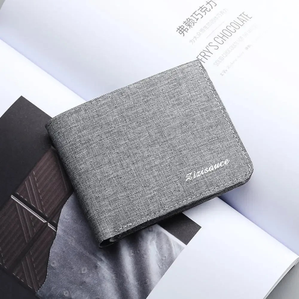 Men's Slim Canvas Card Holder Wallet — Mini Thin Coin Pouch & ID Holder