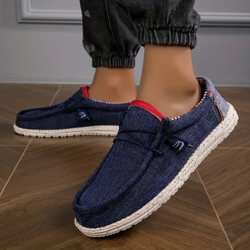 Men's Canvas Slip-On Loafers | Breathable Lightweight Casual Shoes