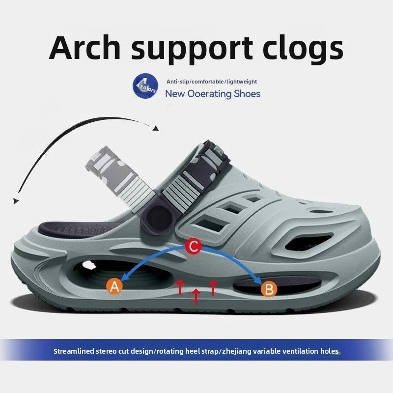 Men's Arch Support EVA Clogs – Breathable Anti-Slip Thick Sole Summer Hole Shoes