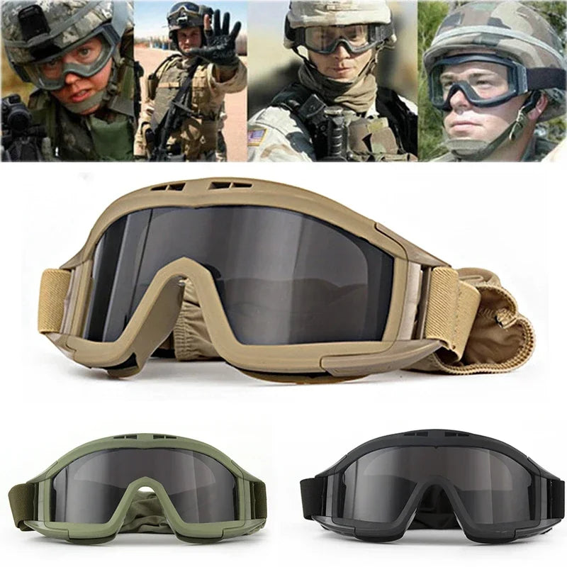 Airsoft Tactical Goggles – 3 Lens Set | Windproof & Dustproof