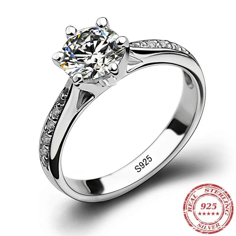 925 Sterling Silver Six-Claw Ring for Women | Tourmaline & Zircon | Classic Bridal Jewelry