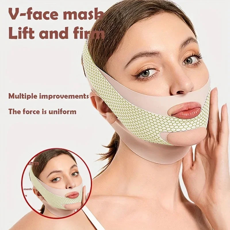 Estiramiento Facial con Venda Moldeadora V para Dormir Reductor de Papada Adelgazamiento Facial Lifting de Relajación Banda de Masaje para Adelgazar la Cara