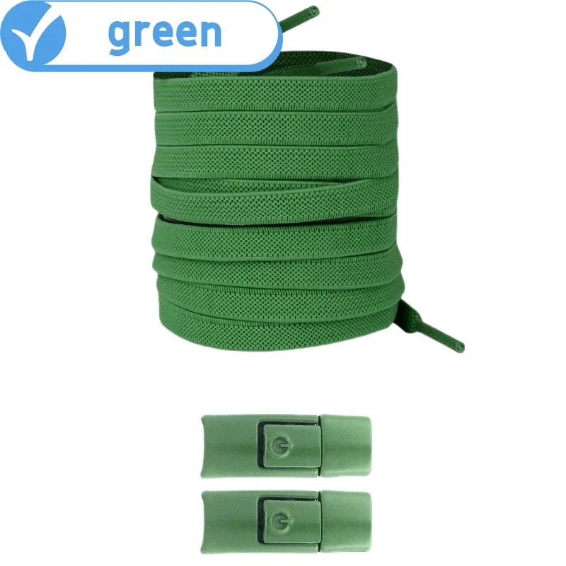 No-Tie Elastic Press-Lock Shoelaces – Flat 8mm, 100cm | Kids & Adults