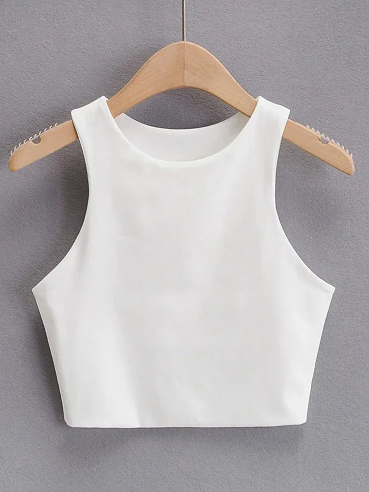 Women's Slim Fit Sleeveless Tank Top | Backless O-Neck Crop Top 6 Colors S-M