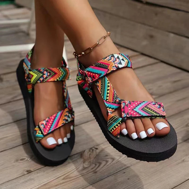 Women's Hemp Rope Beach Sandals – Flat Ankle-Wrap Summer Slides